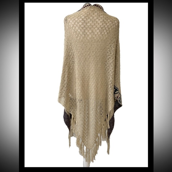 Indigo Thread Co Knit Pashmina Wrap Fringe Boho Aztec S - Picture 2 of 6